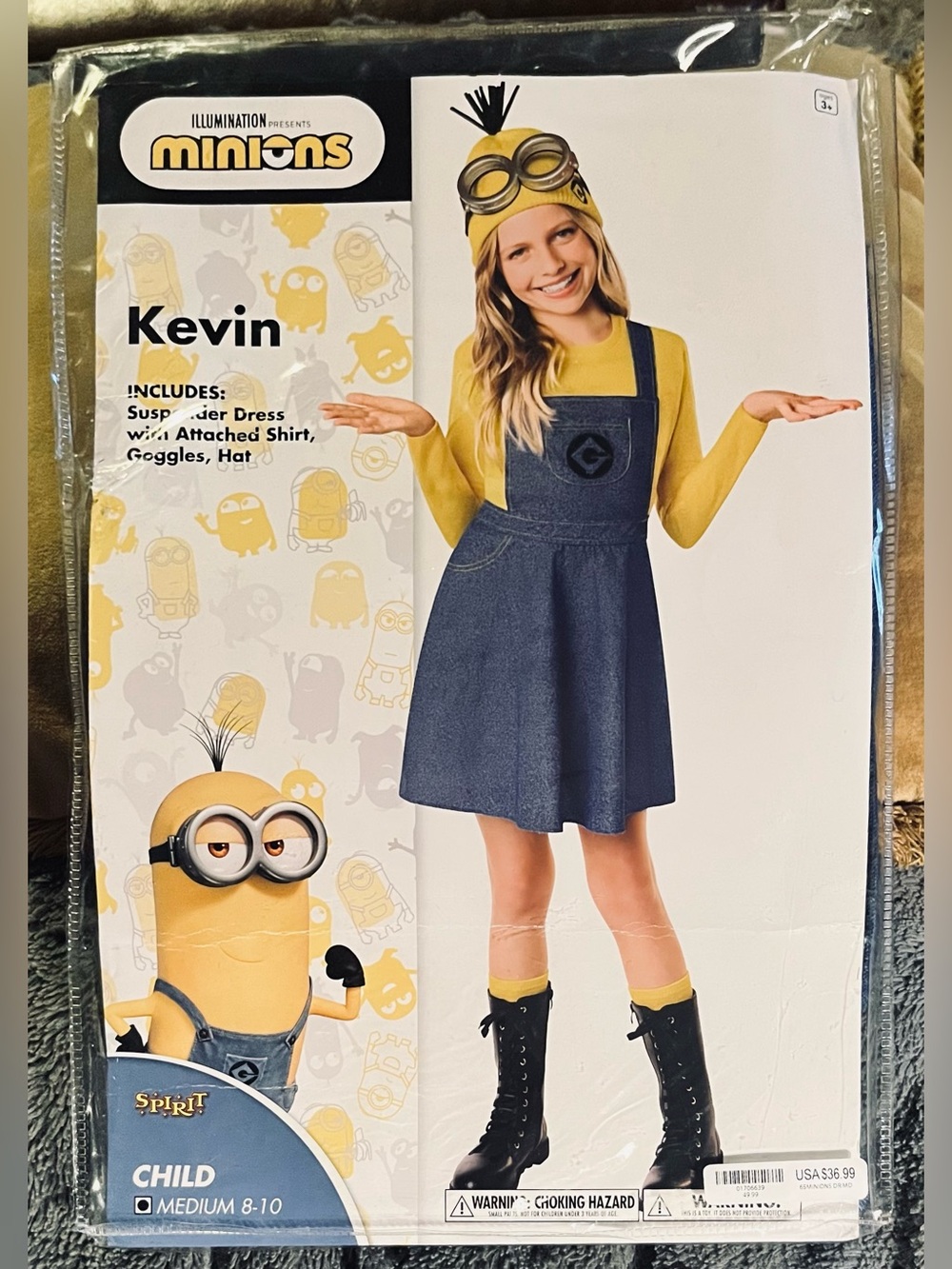 Minions Kevin Dress Costume - Girls Size Medium 8-10 Spirit Halloween NWT